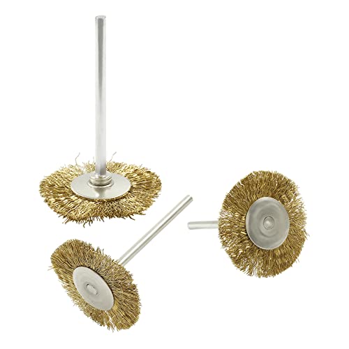20Pcs Brass Wire Wheels T-Shape Wire Wheel Brushes with 3/32" (2.35mm) Shank for Rotary Tool, Polish Cleaning Tool, 1 Inch Dia. - style: T-shape, Brass