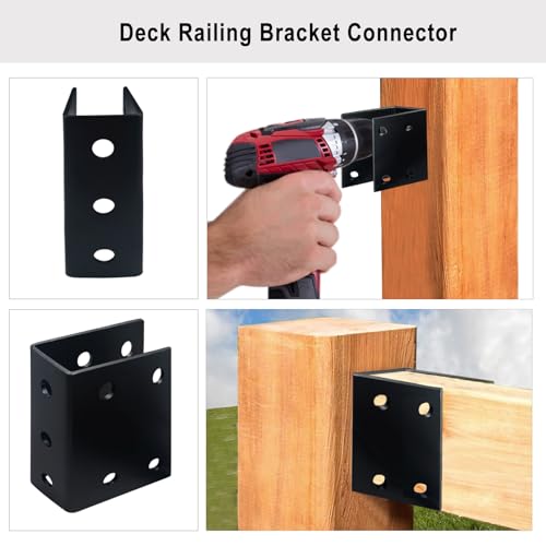 4pcs Iron 2" x 4" (Actually 1.81" x3.94") Deck Railing Connector, for Deck Railing, Handrail, Barn and Beam end Connection Installation