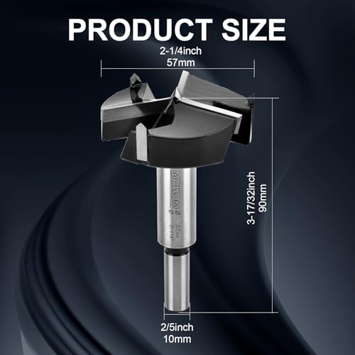 Mollom 57mm (2-1/4") Triple Flute Carbide Forstner Drill Bit - size: 57mm | 2-1/4"