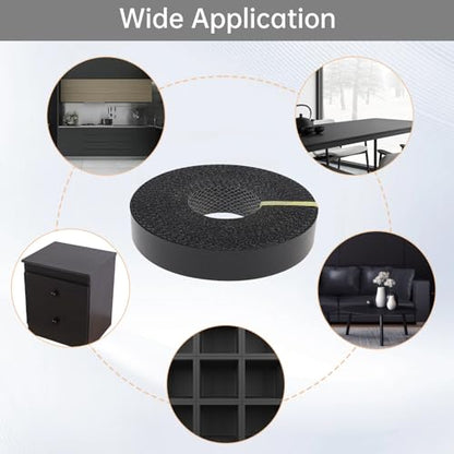3/4In x 50ft Melamine Edge Banding Black Shelf Adhesive Veneer Edging - color: Black