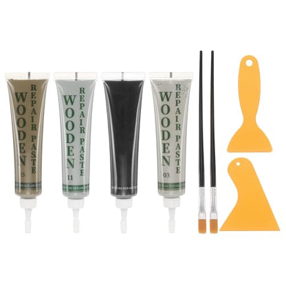 uxcell Wood Repair Kit 4 Color 0.88oz Wood Fillers Furniture Repair Kit - color: French Grey, Light Grey, Grey Oak, Black