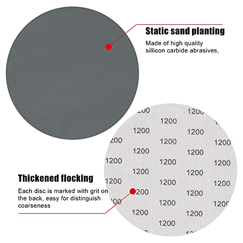 VIBRATITE 1200 Grit 6 Inch Hook & Loop Sanding Discs, 30PCS - size: 6 Inch (1200 Grit)