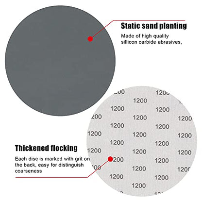VIBRATITE 1200 Grit 6 Inch Hook & Loop Sanding Discs, 30PCS - size: 6 Inch (1200 Grit)