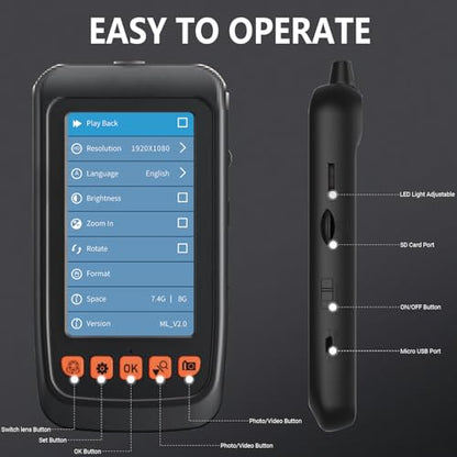 Endoscope Camera with Light, 4.3" IPS Screen Inspection Borescope Camera