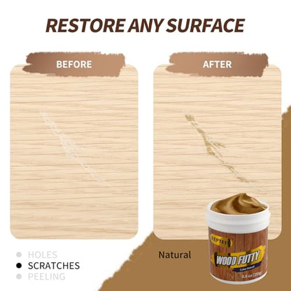 Natual Wood Filler - 9.87oz Paintable & Stainable Wood Repair Putty for Furniture - Quick Repair for Broken & Defective Wood (Natural) - color: Natural
