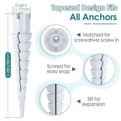 10 Pcs Wood Anchor, Fix Stripped Wood Screw Holes, White - color: White