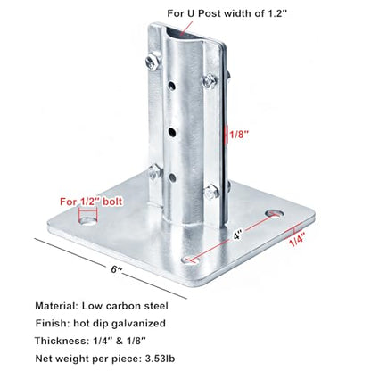 2 Pack Fence U Post Base for 1.2" U Post,Heavy Duty