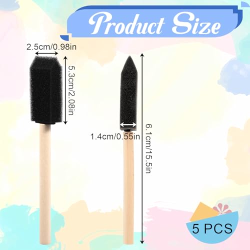 Foam Paint Brushes, 5Pcs 1" Sponge Brushes for Painting Wood Handle Sponge Paint Brush for Staining, DIY Craft, Varnishes Painting and Cleaning (Pack of 3) - size: 1 inch (Pack of 3)