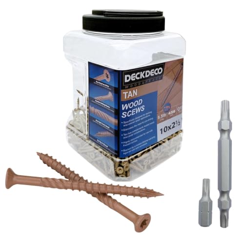 DECK DECOWood Screws#10 x 2-1/2"Exterior Deck Screws431pcs(approx)5.5lb/Box - size: #10x2-1/2"