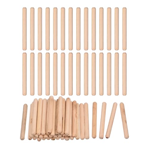 uxcell 120 Pcs Wooden Dowel Pins 6x60mm(0.24x2.36) Fluted Beveled Ends Wood Dowel Pegs Dried Hardwood for Woodworking Furniture Shelf - size: 6x60mm