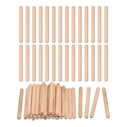 uxcell 120 Pcs Wooden Dowel Pins 6x60mm(0.24x2.36) Fluted Beveled Ends Wood Dowel Pegs Dried Hardwood for Woodworking Furniture Shelf - size: 6x60mm