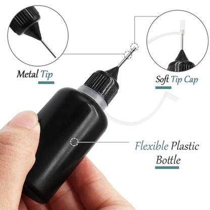 HARSKIYER 30ml Precision Tip Bottles, 6 Pcs Black 2 Funnels - size: 30ml