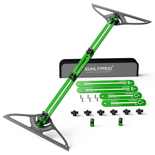 Stair Tread Template Tool - Dual Solid Nut Locking Stair Tread Tool Jig - color: Green-Gray