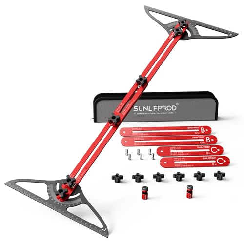Stair Tread Template Tool - Dual Solid Nut Locking Stair Tread Tool Jig - color: Red-Gray