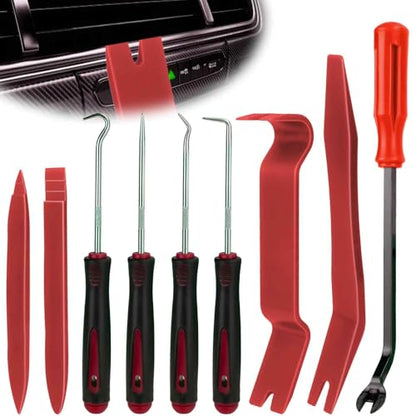 BFXM 9PCS Auto Trim Removal Tool kit, Clip Pry Tools Kit No Scratch - color: Red * 9PCS