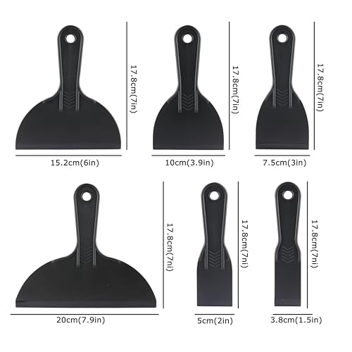 6 Pack Plastic Putty Knife, Non Scratch Scraper Tool for Spackling Paint