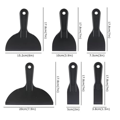 6 Pack Plastic Putty Knife, Non Scratch Scraper Tool for Spackling Paint