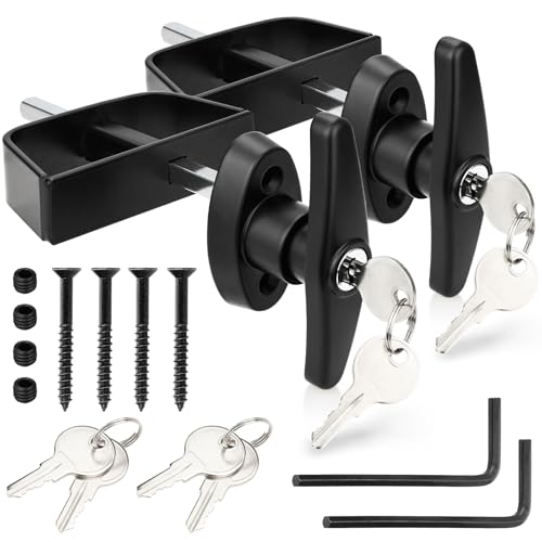 Shed Door Lock Latch, 2 Pack 5-1/2 Inch Stem Shed Door T Handle Lock with 8 Keys Hardware Set for Storage Barn Camper RV Garage, Fits on 4-1/2" Max Thickness - size: 5½ Inch Stem 2 PACK