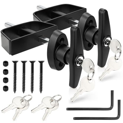Shed Door Lock Latch, 2 Pack 5-1/2 Inch Stem Shed Door T Handle Lock with 8 Keys Hardware Set for Storage Barn Camper RV Garage, Fits on 4-1/2" Max Thickness - size: 5½ Inch Stem 2 PACK