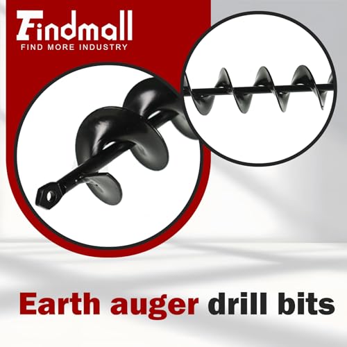findmall Auger Drill Bit, Earth Auger Bit, 24 Inch Length 2 Inch Width Repid Planter, Yard Gardening Planting Corm Auger, Post or Umbrella Hole Digger for 3/8 Inch Hex Drive Drill - size: 24 x 2 in