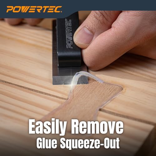 POWERTEC Chisel Plane with Flat Blade – Compact Edge Trimming Tool for Woodworking, Plug Trimming, Joinery Cleanup – Includes Wrench (72162)
