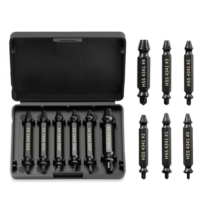 6 Pcs Damaged Screw Extractor Set, Easy Out Bolt Extractor Set, Stripped Screw Remover Tool, Professional Drill Bit Kit for Easily Remove Broken Bolts Stripped Screws Stud Removal Tool