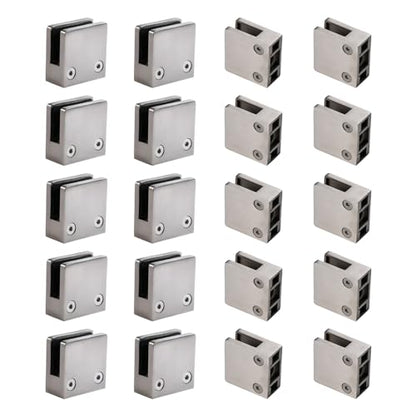 Glass Clamp－304 SS,Adjustable Fits1/3 -1/2" Glass Thickness(Silver-20pcs) - style: Silver-20pcs