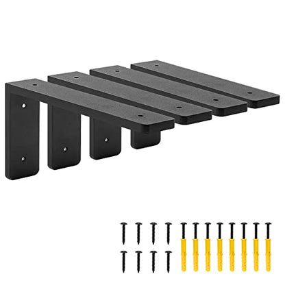 8"x 4"Shelf Brackets,L Shelf Brackets, die-cast Formation, Vertical Angle, Premium Alloy Metal Heavy Duty Shelf Bracket, high Strength Mounting Hardware Included, Corner Brace Joint,Pack of 4. - size: 8 inch x 4 inch die-cast