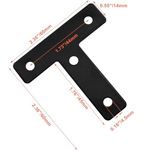 Bivethoi T Shape Flat Mending Plates, 60 x 60mm (2.36" x 2.36"), Black - size: 60x60mm/2.36"x2.36", style: T shape