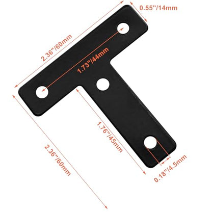 Bivethoi T Shape Flat Mending Plates, 60 x 60mm (2.36" x 2.36"), Black - size: 60x60mm/2.36"x2.36", style: T shape