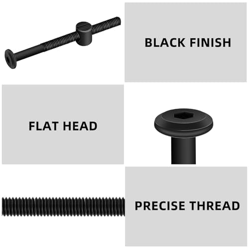 M6 x 75mm Black Flat Head Socket Head Screw Furniture Bolts and Barrel Nuts, with Allen Wrench Perfect for Furniture, 10 Sets - color: Black, size: M6 x 75mm