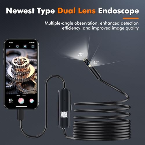 Borescope, Endoscope Camera with Light- 1920P HD Inspection Camera with Light, Dual Lens with 8+1 Adjustable LED Lights, IP67 Waterproof for Android, iPhone, iPad