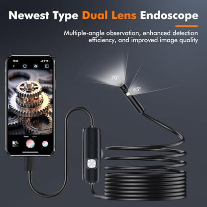 Borescope, Endoscope Camera with Light- 1920P HD Inspection Camera with Light, Dual Lens with 8+1 Adjustable LED Lights, IP67 Waterproof for Android, iPhone, iPad
