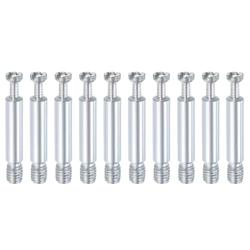 uxcell 10Pcs 40mm Furniture Connecting Fittings, Thread Bolts Dowels Screws, Metal Dowel Fitting Fasteners for Cabinet Drawer and Wardrobe Furniture, Silver - size: 40mm