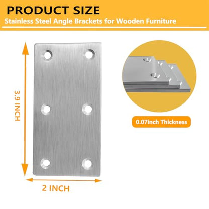 40Pcs Stainless Steel Flat Bracket Mending Plate4 x2 Bracket Joining Plate - size: 40Pack-4Inch