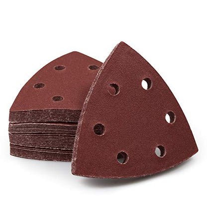 SPEEDWOX 50Pcs 240 Grit Triangle Sanding Pads, 90mm 6 Holes for Multi Tool - style: 240 Grit