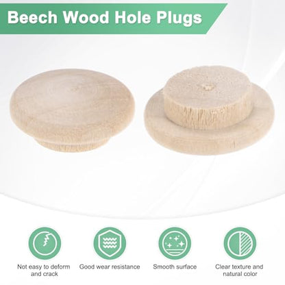 M METERXITY 25-Pack Wood Plugs 18 x 12mm Beech Button Wood Top Plugs - size: 18x12mm