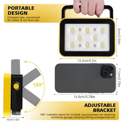 AUMIO 2-Pack Rechargeable LED Work Light, Portable Flood Light with 5 Modes - color: Yellow (2 Pack)