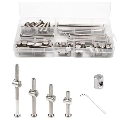 85Pcs Crib Screws Baby Bed Crib Screws Hardware Replacement Kit-M6x20mm/30mm/40mm/50mm/60mm/70mm/80mm Bunk Bed Bolts Hex Socket Cap Screws Bolt with Barrel Nuts/Wrenches for Beds Furniture Headboards - color: 85pcs Silver