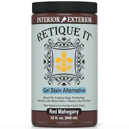 Water-Based Gel Stains by Retique It (32oz Stain, 15 Red Mahogany) - color: 15 Red Mahogany, size: 32oz Stain
