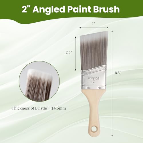 Paint Brushes, 2 Inch, Angled Brushes with Short Handle, 3 Pack - size: 2 Inch Angled, 3 Pack