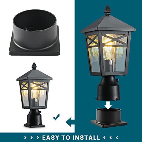 Pier Mount Base, Rustproof Thick Aluminum, for 3" Post Light, Black - color: Black, size: 1 pack