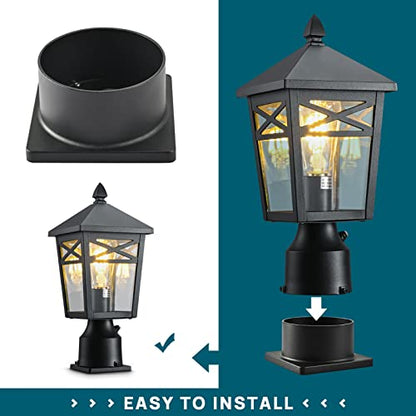 Pier Mount Base, Rustproof Thick Aluminum, for 3" Post Light, Black - color: Black, size: 1 pack