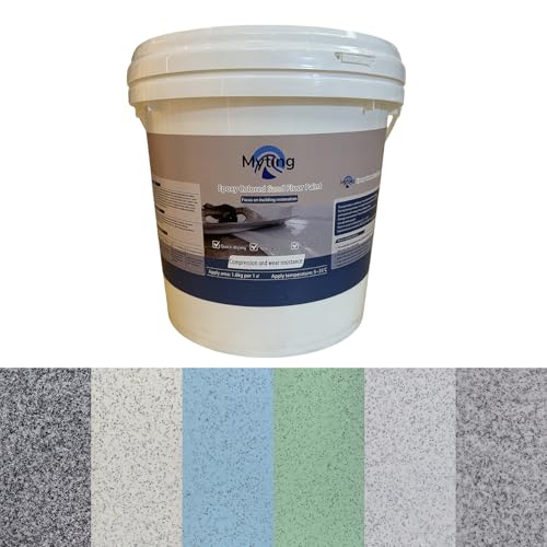 Epoxy Colored Sand Floor Paint, Epoxy Floor Paint High Gloss Marble Effect Coating for Indoor and Outdoor, Wear-resistant and non-slip Self-leveling Coating Gray 700OZ(20KG) - color: Gray, size: 700 Fl Oz (Pack of 1)