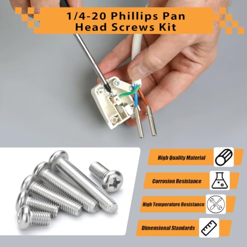 20PCS 1/4-20 x 1 Machine Screws, Phillips Pan Head, 304 Stainless Steel - size: 1/4-20x1"