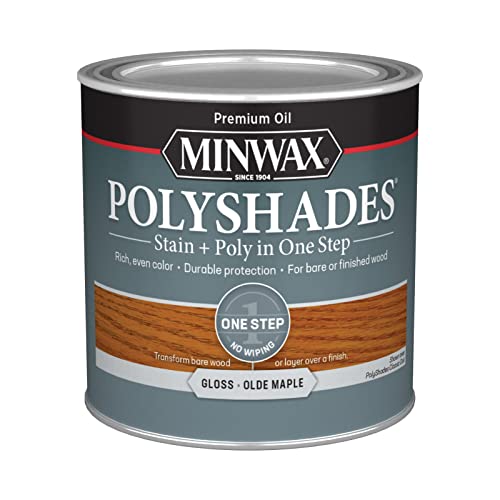 Minwax PolyShades Wood Stain + Polyurethane Finish – ½ Pint, Olde Maple, Gloss - color: Olde Maple, size: 0.25 Quart, style: Gloss