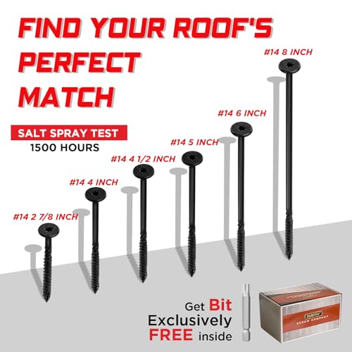 #14 x 6 Black Exterior Wood Screws, T30 Torx Drive Heavy Duty Deck Screws for Posts & Timbers (50 Pack) - size: #14 x 6"