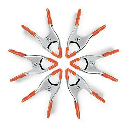 PONY 6-Pack 6" Heavy Duty Spring Clamp Set, Squeezed Metal Spring Clip