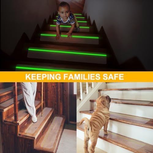 Qingluan Anti Slip Tape, Waterproof Self Adhesive Glow Green Transparent 4" x32.8Ft Grip Tape - color: Transparent Glow in The Dark Green, size: 4 Inch x 32.8ft