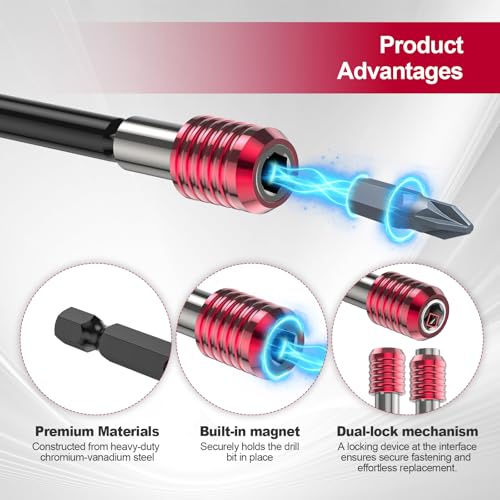 4PCS Magnetic Bit Holder Set – 1/4" Hex, 2"-12" Lengths